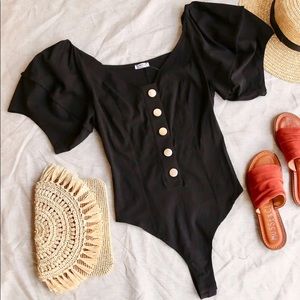 Free People Button Up Body Suit